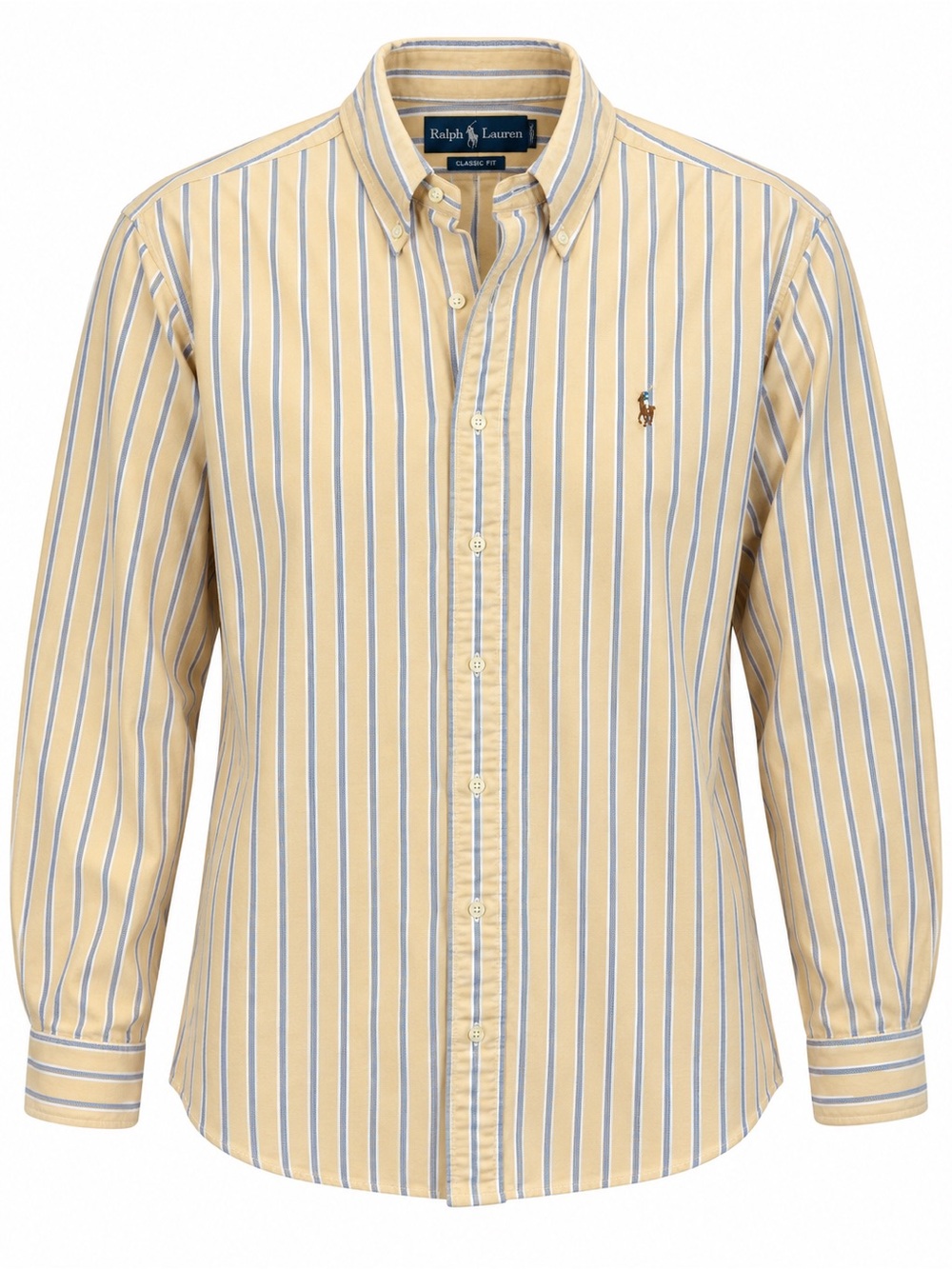 Ralph Lauren XL Yellow Blue Striped Button Down Shirt